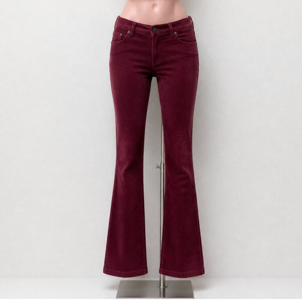 Jack Burgundy Red Corduroy Flare Low Rise Pants S